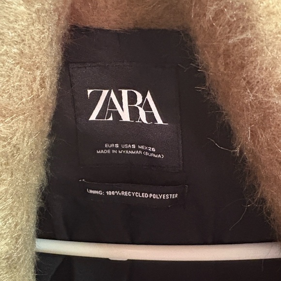 ZARA Faux Fur Teddy Tie Waist Coat Camel Small - Picture 4 of 16